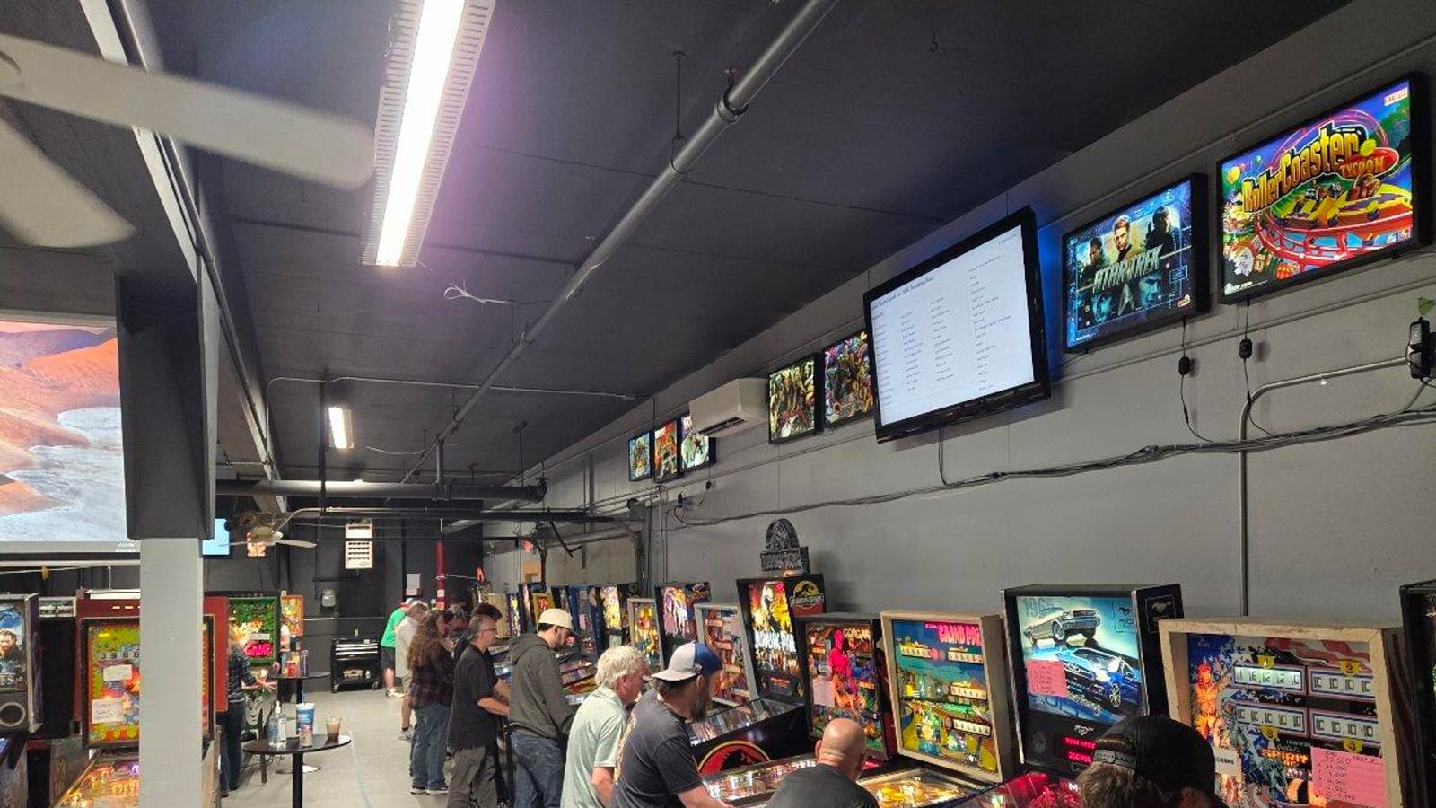 Pinball machines lined up at Northstar Pinball Collective in Savage, Minnesota